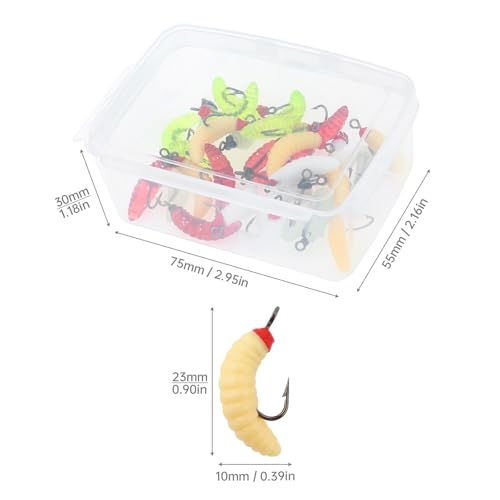 30pcs Soft Maggot Baits Fake Bread Worms, Silicone Baits Bread Worm Fishing Lure, Soft Maggots Fishing Bait for Crappie Bass Trout