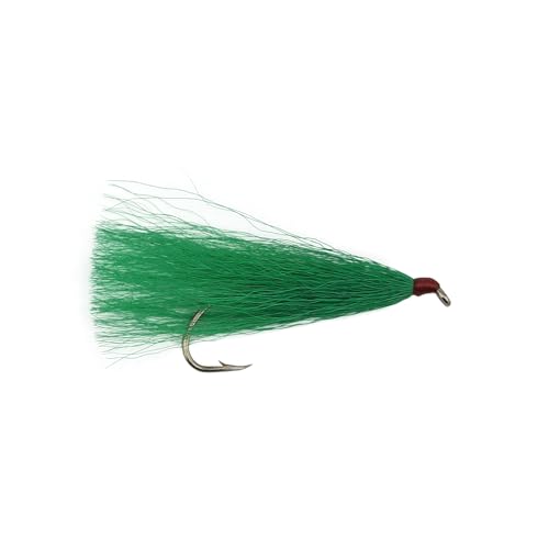 Aqua-Clear, Bucktail Jigs Saltwater Fishing Lures, Flounder Fluke Sea Trout Weakfish Croaker Rig, 3/0 XL Nickel Octopus Hook with White Hair - color: Green