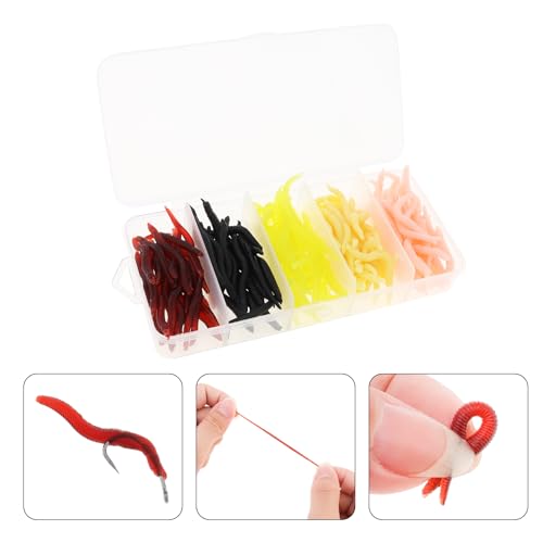 150pcs Soft Fishing Lures Baits, Trout Worm Earthworm Bait Lifelike Fake Worm, Plastic Lifelike Fake Earthworm (1.57inch)