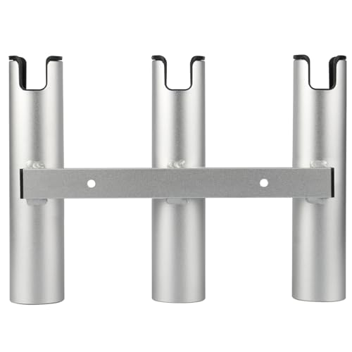 Aluminum Fishing Boat Rod Holder,3/4 Link Tube Aluminum Rod Rack, Suit Boats & Yacht ,Silver - color: Silver 3 Tube