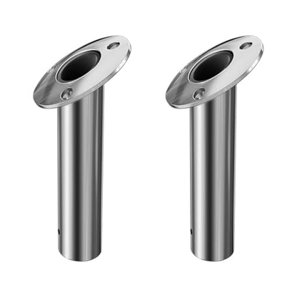 2Pcs Rod Holders for Fishing Boat, Heavy Duty 316 Stainless Steel Fishing Rod Pole Holder, Flush Mount, 15/30/90 Degree - color: Silver - Black Insert
