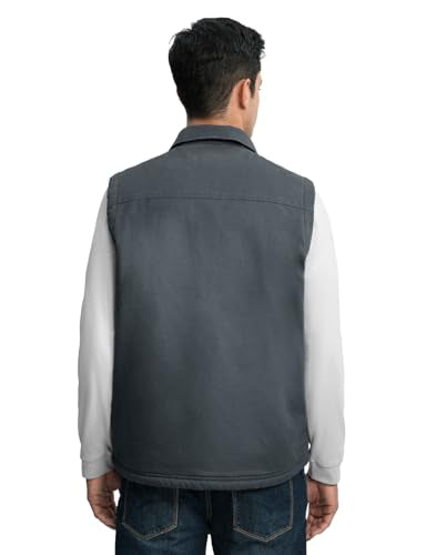 TBMPOY Men's Winter Vest Casual Sherpa Fleece lined Full Zip Lightweight Vest Outerwear Warm Cotton Travel Jackets - color: Iron Gray, size: Small