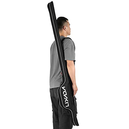 Lixada 63 Inch Fishing Rod Bag Portable Fishing Rod Reel Protective Case, Folding Fishing Pole Holder Cover Rod Tackle Organizer - color: White