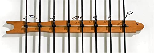 Old Cedar Outfitters Modular Wall Rack for Fishing Rod Storage, Holds up to 8 Fishing Rods - color: Pine