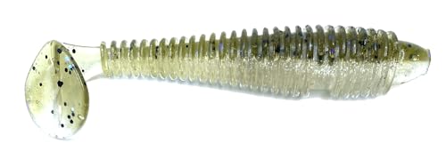 Phat Pak Baits - Phat Swimmer Keitech Style Paddletail Swimbait 2.8" 30ct Ribbed Scented Soft Plastic Bass Fishing Lure - color: Green Money Minnow