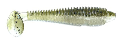 Phat Pak Baits - Phat Swimmer Keitech Style Paddletail Swimbait 2.8" 30ct Ribbed Scented Soft Plastic Bass Fishing Lure - color: Green Money Minnow