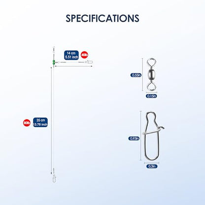 Fishing Leader Fishing Rigs, Luroad 6/12/18 Pcs Nylon-Coated Lines with Swivels Snap Beads, Stainless Steel Hooks Crimps Saltwater Freshwater for Fishing Lovers Angler, 1 Arm/ 2 Arms - color: A.1 Arm-Green-6pcs