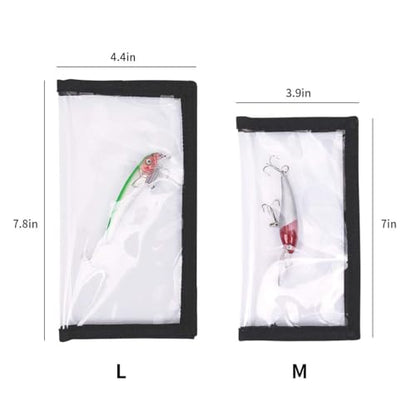 Fishing Lure Wraps 10 Packs Durable Clear PVC Lure Covers Keeps Fishing Safe Easily See Lures Fishing Hook Covers Bait Storage 5 Large 4.3" W x 7.9" L + 5 Medium 3.9" W x 7.1" L (10pcs 5L+5M)