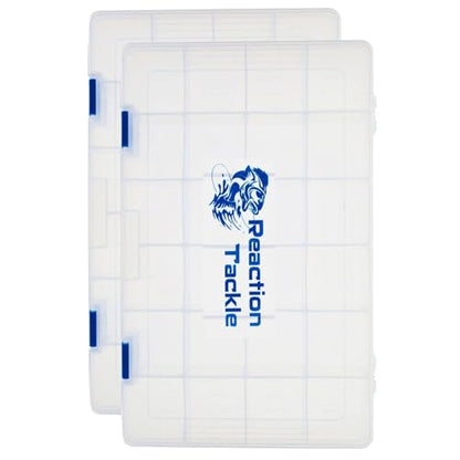 Reaction Tackle Basic Tackle Trays, Clear Plastic Utility Box Organizers with Removable Dividers for Lures, Hooks and Terminal Rigs, Fits Tackle Bags and Boxes - 3700 (2-Pack) - size: 3700 (2-Pack)