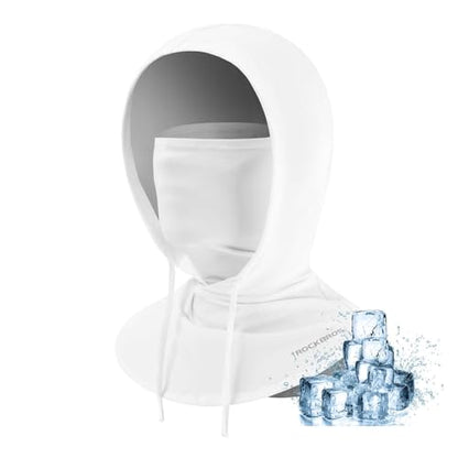 ROCKBROS Cooling Balaclava Face Mask 3 in 1 Full Face Mask for Summer with Ear Loops Neck Gaiter Sun UV Protection - color: White