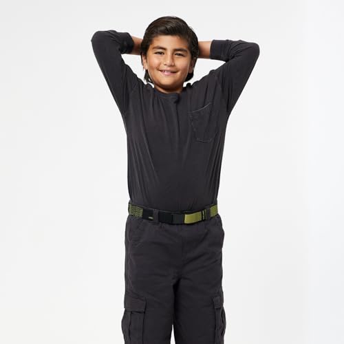 Arcade Belts A2 Youth Unisex Adventure Stretch Belt | Heavy Duty Elastic, Metal Free Buckle - color: Static - Olive