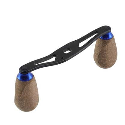 Fishing Reel Handle Replacement Parts Blue Fishing Baitcasting Reel Handle Rocker Arm Girp Fishing Rod Spinning Reel Grip with Wood Knob - color: Blue