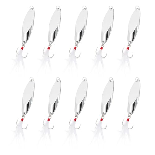 PATIKIL Fishing Spoons, Fishing Lures Casting Spoon Treble Hooks Jigs Hard Metal Spinner Baits - color: Silver Tone, size: 3/5 oz