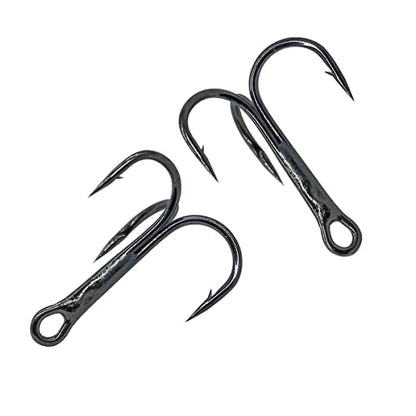 Red Fishing Treble Hooks Kit, High Carbon Steel Hooks Strong Sharp Round Bend for Lures Baits Saltwater Freshwater Bass Fishing 100pcs Mixed 5 Size 2# 4# 6# 8# 10# - color: 100pcs Treble Hooks