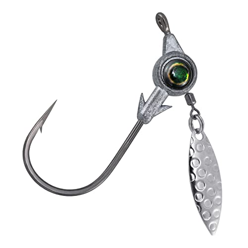 Dr.Fish 10 Pack Underspin Jigs Heads 3D Eye Freshwater Swimbait Jig Freshwater Bass Walleye Fishing Mustad Hooks Willow Blade 1/8oz,3/16oz,1/4oz,3/8oz - color: Unpainted, size: 3/16oz(#3/0 Hooks)