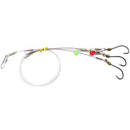 Fishing Hook with Leader,5 Hooks Fishing Rig-7 Strands Nylon Coated Fishing Leader with Swivle,Snap,Hooks - color: 3 hooks rig, size: 24#