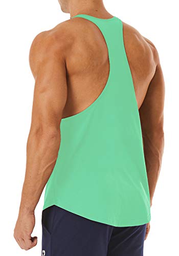 Men's Workout Quick Dry Soft Gym Bodybuilding Stringer Tank Tops - color: Mint Green, size: Large