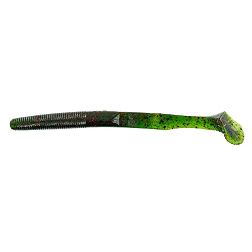 Yamamoto 5.5" Swimming Senko Soft Worm Paddle Tail Fishing Swim Bait Lures - 7 Pack - color: Watermelon with Large Black & Small Red Flake, size: 5-Inch