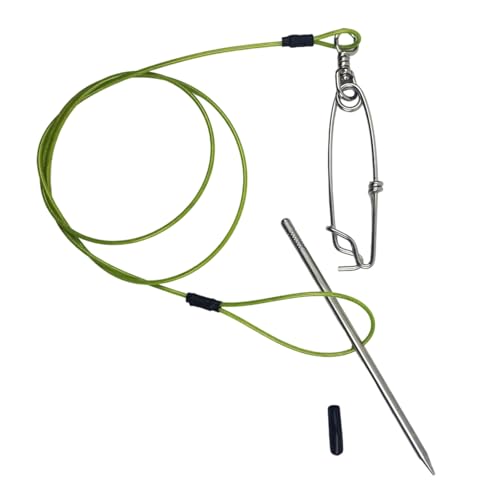 COOLHOOD Stringer Fish Holder for Diving Quick Handspear Fish Needle Hook Stringer with Clip Stainless Steel - color: 100cm