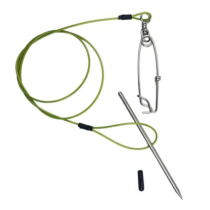COOLHOOD Stringer Fish Holder for Diving Quick Handspear Fish Needle Hook Stringer with Clip Stainless Steel - color: 100cm