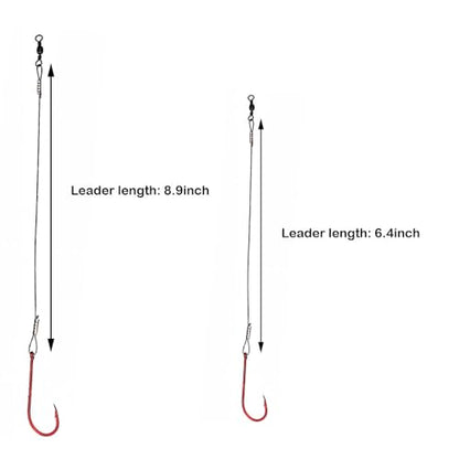 10pcs Fishing Wire Leader Hook Rigs Baitholder Fishing Hook Nylon Coated Fishing Wire Leader with Swivel 3/0 2/0 1/0 1# 2# 4# 6# - size: 1#-10pcs, style: 8.9inch