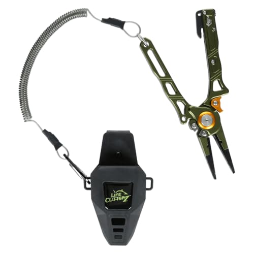 Line Cutterz Elite Saltwater Fishing Pliers, Patented Ceramic Braid and Line Cutter, Hook Remover, Sheath and Lanyard | Integrated Ceramic Blade Cutting Slot In Handle - size: Standard Tip