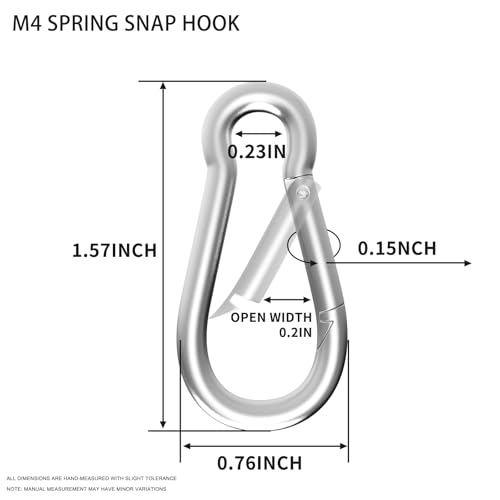 Carabiner, Heavy Duty Galvanized Steel Spring Snap Hook Carabiner Clips with 120LBS Holding Capacity, Ideal for Outdoor, Hammock, Swing and Travel (M4 1.57Inch, 10PCS) - size: 10PCS-M4, style: Silver