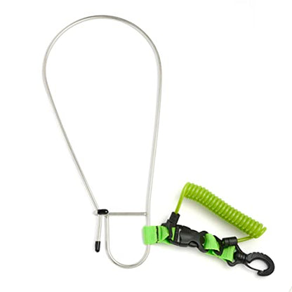 Calissa Offshore Kayak & Spearfishing Stainless Steel Fish Stringer Clip + 36” Steel Core Lanyard+Speargun Spear Fishing Freedive Freediving Scuba Dive Diving Large Holder - style: Green - Xtra Heavy Duty