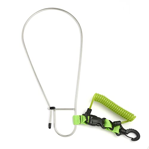 Calissa Offshore Kayak & Spearfishing Stainless Steel Fish Stringer Clip + 36” Steel Core Lanyard+Speargun Spear Fishing Freedive Freediving Scuba Dive Diving Large Holder - style: Green - Regular
