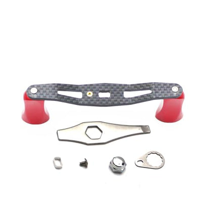Mr. Z 95mm Carbon Fiber Baitcasting Reel Handle Compatible for Abu Garcia Shimano Daiwa Light Weight Low Profile Casting Reel - color: Metal Red, size: Left-handed