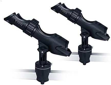 HITORHIKE Fishing Rod Holder Universal Fit Kit Allows for 360-degree Adjustment Kayak Fishing Boat Powerlock Rod Holder - style: Fishing Rod Holder X2+round&square Rail Mount X2