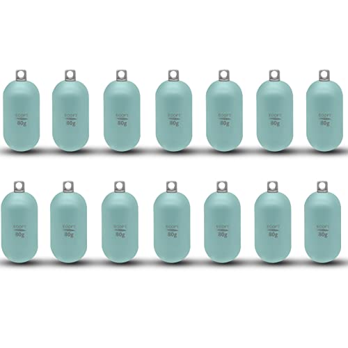 Lead Free Fishing Weights Sinkers 80g-1000g Coated Raindrop Weights Bank Sinkers Cylindrical Deep Drop Weights Assorted Sizes Bag Non-Lead Fishing Weights Saltwater for Bottom Fishing - style: 80g(2.82oz)-14pcs