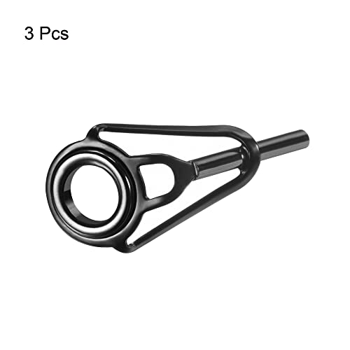 PATIKIL Tube Dia Fishing Rod Tips Repair Kit, Stainless Steel Black Guide Ring for Fishing - size: 1.6mm