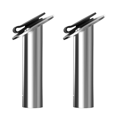 Boat Fishing Rod Holder,2Pcs 15/30/90 Degree Stainless Steel 316 Flush Mount Rod Holders for Fishing Boat,with PVC Cap,Inner Tube and Gasket - color: Black Insert with Cap, size: 30 Degree