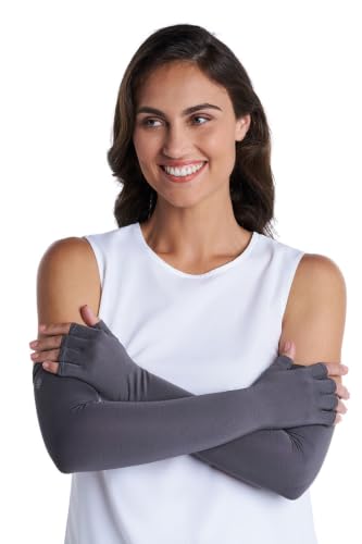 Coolibar Long Fingerless UV Sun Gloves - UPF 50+ Sun Protection - Perpetua - color: Charcoal, size: X-Small