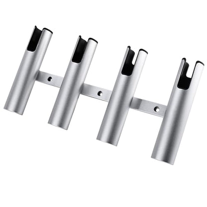 NovelBee 4 Tube Fishing Rod Holder for Boat,Aluminium Rod Rack with Screws | 4 Tube Rod Holder for Boat;Aluminium Fishing Rod Rack;Wall-Mounted Rod Pole Holder with Screws - color: Silver & Black