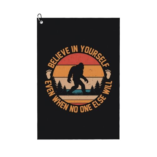 Bigfoot Golf Towel Microfiber with Carabiner Clip, Funny Cleaning Cloth for Golf Balls & Clubs, Gift for Women Men, Golfers, Dad, Grandpa, Bag Accessories 16"*24"-Sasquatch - color: Bigfoot