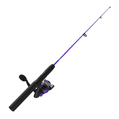 Zebco Dock Demon Spinning Reel or Spincast Reel and Fishing Rod Combo, 30-Inch Durable Fiberglass Rod, QuickSet Anti-Reverse Fishing Reel - style: Spinning Reel - Purple