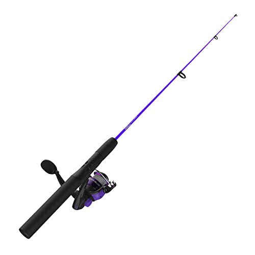 Zebco Dock Demon Spinning Reel or Spincast Reel and Fishing Rod Combo, 30-Inch Durable Fiberglass Rod, QuickSet Anti-Reverse Fishing Reel - style: Spinning Reel - Purple