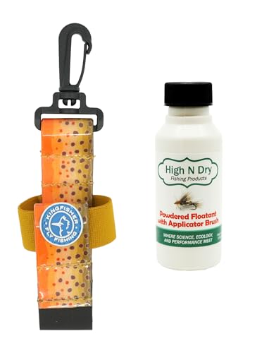 High and Dry Powder Dry Fly Floatant with Brush with Kingfisher Dry Shake Holder - color: Brown Trout