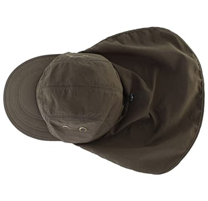Connectyle Mens Foldable UV Protection Sun Hat with Removable Neck Flap Outdoor Adventure Sun Cap for Fishing Hiking Safari - color: Army Green