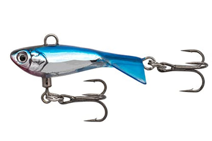 Eurotackle Z-Darter V2 Ice Fishing & Panfish Rattle Jigging Minnow Lure - color: Blue Chrome (UV)