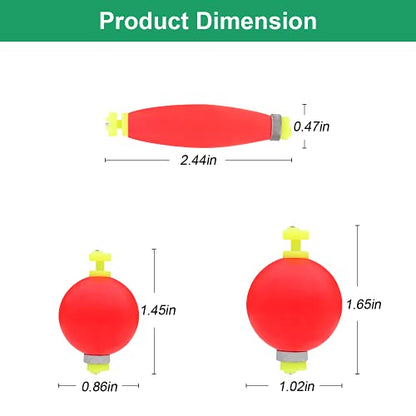 Fishing Bobber Slip Bobbers for Fishing 15 Pcs Foam Snap Weighted Floats Set Bobbers Fishing Tackle Accessories Fishing Supplies - color: D-Weighted Red-15pcs