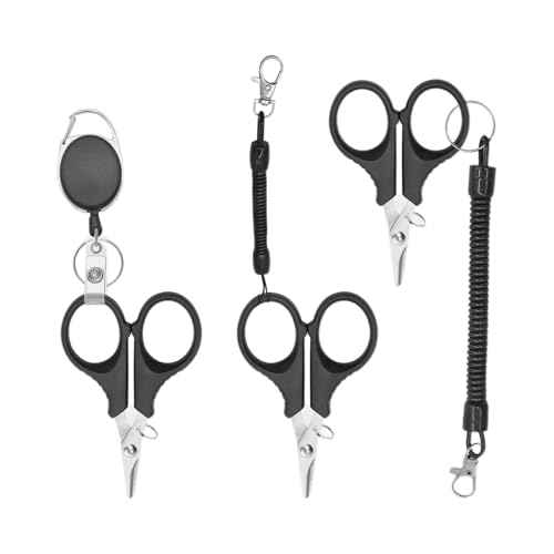 Fishing Line Cutter, Fishing Scissors, Fishing Line Clippers 3-Pack, Stainless Steel with Lanyards for Braided Line and Tackle Box Use