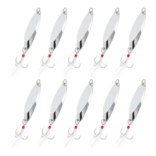 PATIKIL Fishing Spoons, Fishing Lures Casting Spoon Treble Hooks Jigs Hard Metal Spinner Baits - color: Silver Tone, size: 1/2 oz