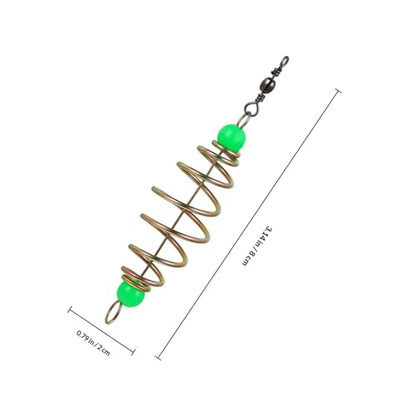 Toddmomy 12Pcs Carp Fishing Bait Cages, Carbon Steel Spring Feeder with Luminous Beads, Bait Holder for Night Freshwater Saltwater Fishing