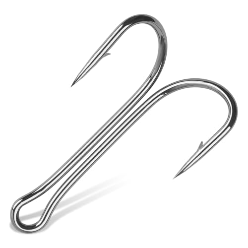 Double Fishing Hooks, 45pcs Classic Dual Frog Hooks High Carbon Steel Double Hook Sharp Barbed Open Shank for Bass Fishing Lures Bait Saltwater Freshwater