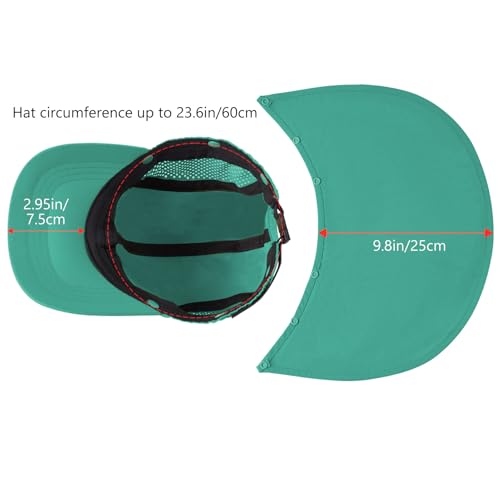 BASSDASH UPF 50+ Foldable Fishing Hat Baseball Cap with Removable Neck Flap Portable for Men Women Golf Hiking - color: Aqua Green With Unfoldable Brim