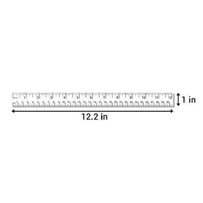 12 inch / 30-Centimeter Repeatable Stick-On Measuring Tape (12-inch, White - 300 ft) Both Metric and Standard Units - Peel-and-Stick Ruler Tape for Left-to-Right Reading (inch/mm) - color: White & Black