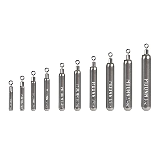 10 Pack Tungsten Skinny Drop Shot Weights, Pencil Sinkers with Round Eye for Free Rig & Finesse Bass Fishing, Drop Shot Rig Weights - color: Plain(Natural), size: 1/8oz - 10 Pack